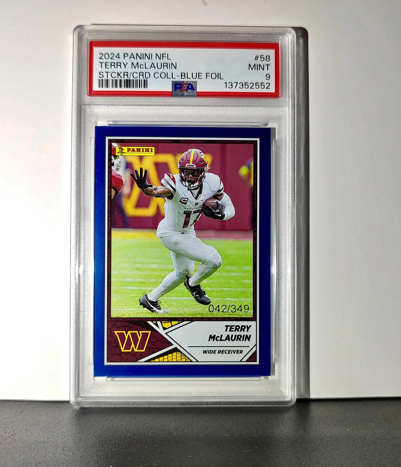 Terry McLaurin 2024 Panini Sticker Collection 042/349 #58 Blue Foil PSA 9 Mint