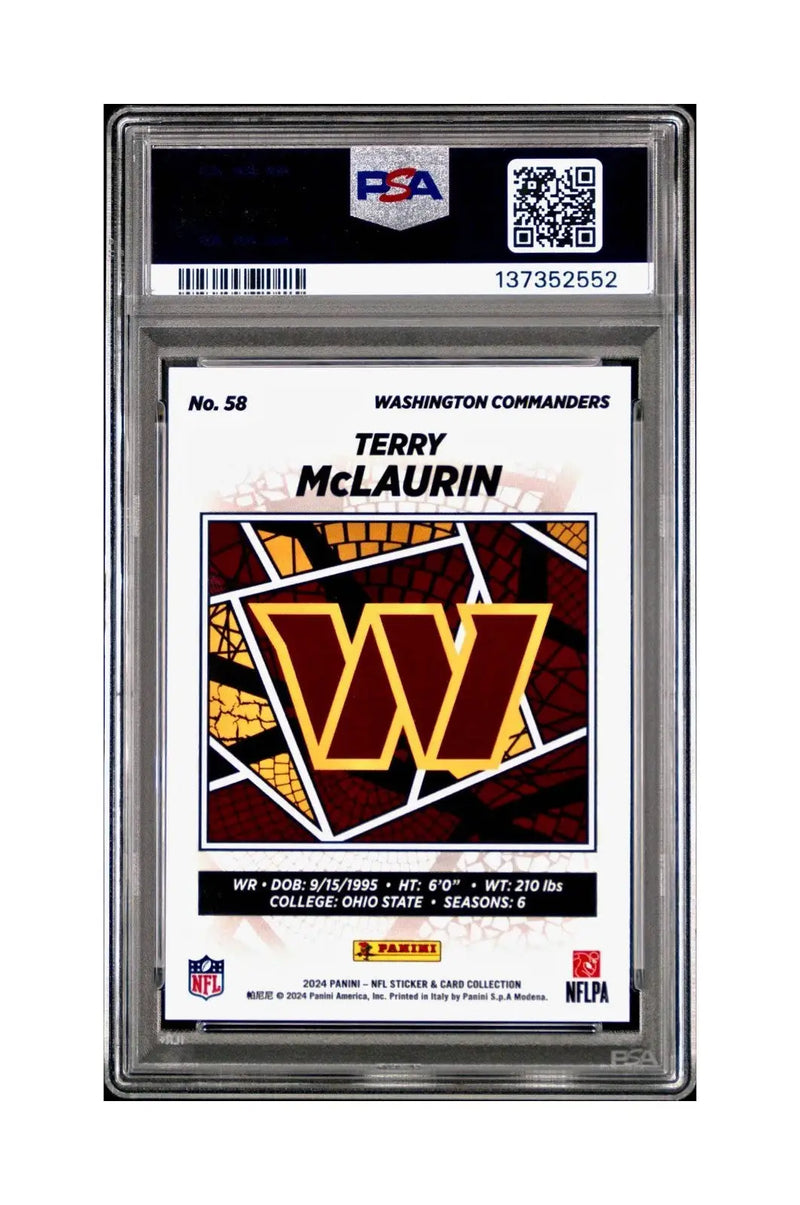 Terry McLaurin 2024 Panini Sticker Collection 042/349 #58 Blue Foil PSA 9 Mint