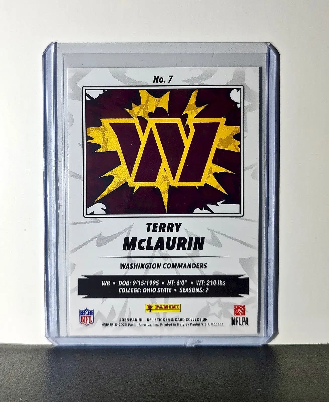 Terry McLaurin 2025 Panini NFL #7 Sticker Card Washington Commanders - Football Card Single