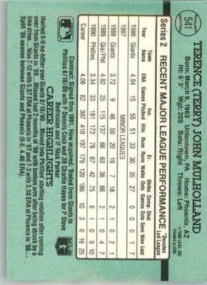 Terry Mulholland - 1991 Donruss - #541 - Baseball - Baseball Card Single
