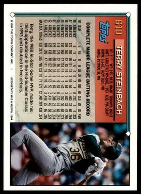 Terry Steinbach 1994 Topps #610 Oakland Athletics - Baseball Card Single