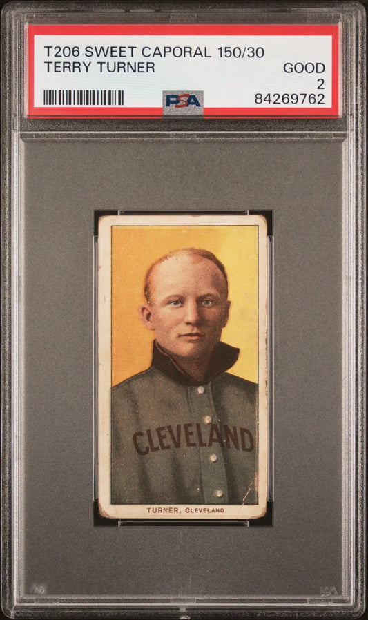 Terry Turner 1909-11 T206 Sweet Caporal 150/30 PSA 2 Good - Baseball Card Single