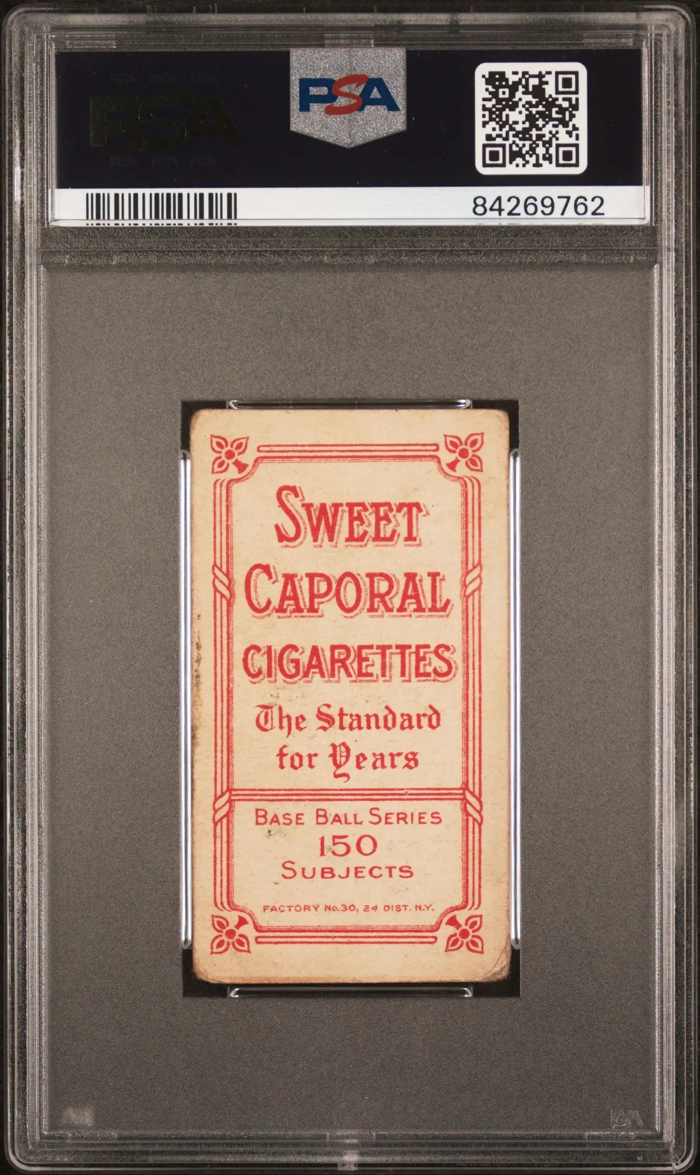 PSA-graded Terry Turner 1909-11 T206 Sweet Caporal 150/30 trading card with red text