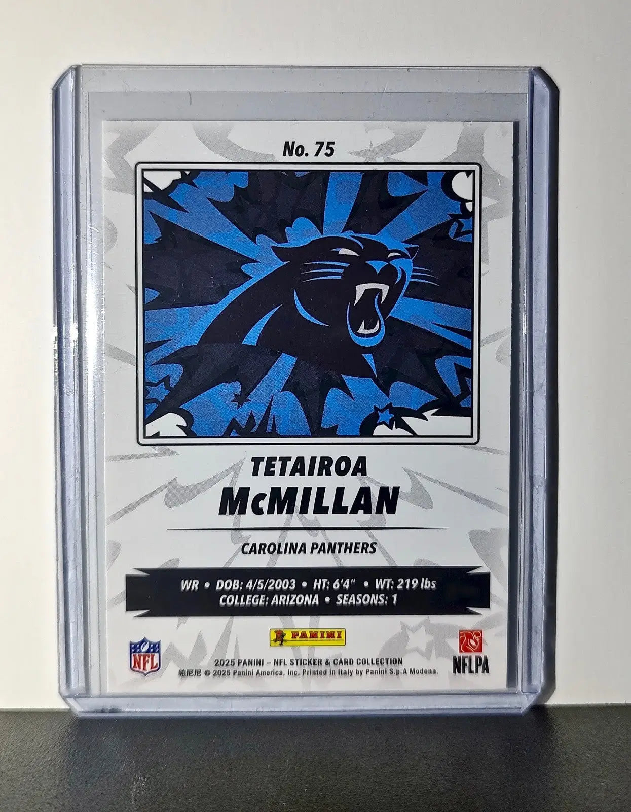 Tetairoa McMillan Rookie 2025 Panini NFL #75 Foil Sticker Card Carolina Panthers - Football Card Single