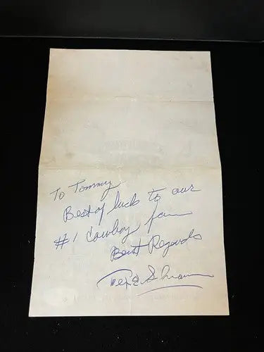 Tex Schramm Inscribed Auto 1967 NFL Dallas Cowboys Letter Cotton Bowl Game PSA - Sports Memorabilia