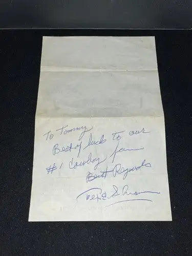 Tex Schramm Inscribed Auto 1967 NFL Dallas Cowboys Letter Cotton Bowl Game PSA - Sports Memorabilia