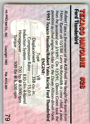 Texaco Havoline #28 - 1993 Action Packed - #79 - Racing - Racing Card Single