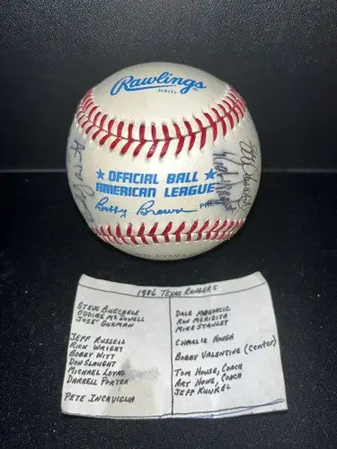 TEXAS RANGERS 1986 Team Auto Baseball Ricky Wright Darrell Porter Oddibe 18-Sigs - Sports Memorabilia
