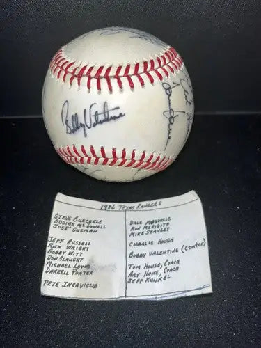 TEXAS RANGERS 1986 Team Auto Baseball Ricky Wright Darrell Porter Oddibe 18-Sigs - Sports Memorabilia