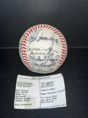 TEXAS RANGERS 1986 Team Auto Baseball Ricky Wright Darrell Porter Oddibe 18-Sigs - Sports Memorabilia