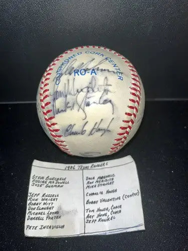 TEXAS RANGERS 1986 Team Auto Baseball Ricky Wright Darrell Porter Oddibe 18-Sigs - Sports Memorabilia