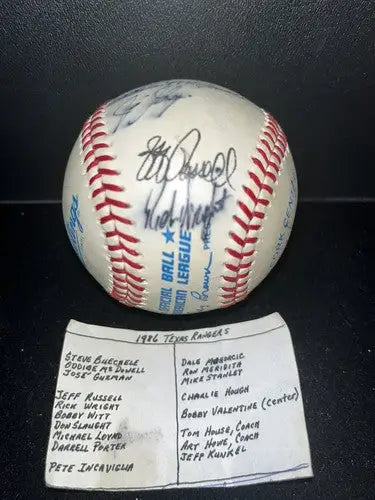 TEXAS RANGERS 1986 Team Auto Baseball Ricky Wright Darrell Porter Oddibe 18-Sigs - Sports Memorabilia