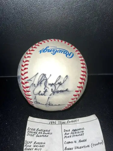 TEXAS RANGERS 1986 Team Auto Baseball Ricky Wright Darrell Porter Oddibe 18-Sigs - Sports Memorabilia