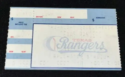 Texas Rangers MLB ticket stub from the game against Minnesota Twins on Sept 10, 1993