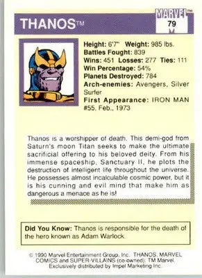 Thanos - 1990 Impel Marvel Universe - #79 - Non_sport - Non-Sports Card Single