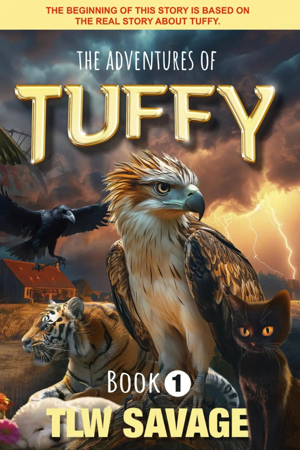Book cover of The Adventures of Tuffy Book 1 featuring an eagle and black cat
