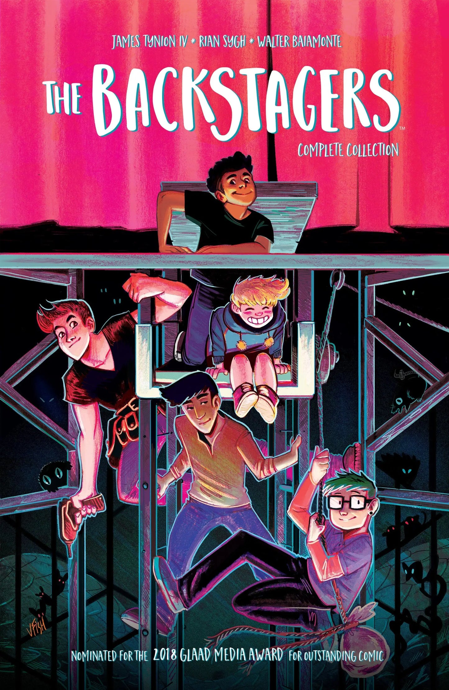 Graphic novel from The Backstagers Complete Collection featuring diverse young men in theater