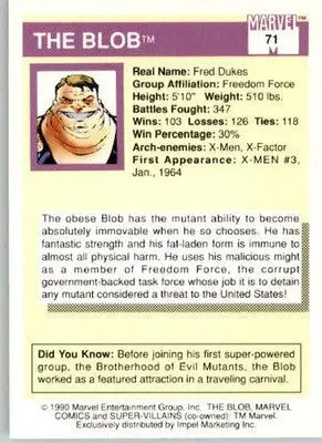 The Blob - 1990 Impel Marvel Universe - #71 - Non_sport - Non-Sports Card Single