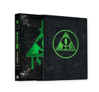 Black rectangular box with glowing green eye design from The Book Of Bill Limited Collectors Edition