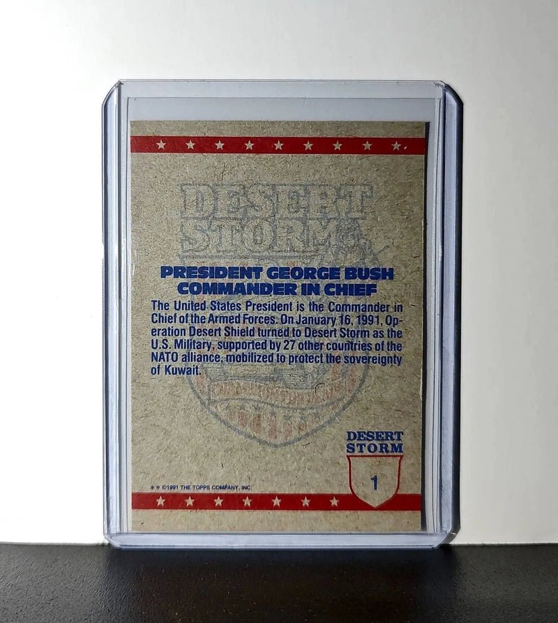 The Commander in Chief 1991 Topps Desert Storm #1 Card