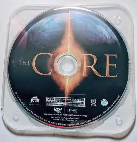 The Core DVD with Aaron Eckhart and Hilary Swank in a clear plastic case