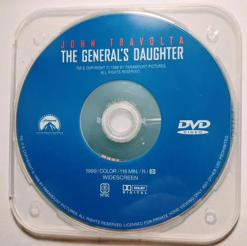 The General’s Daughter DVD featuring John Travolta in a widescreen edition