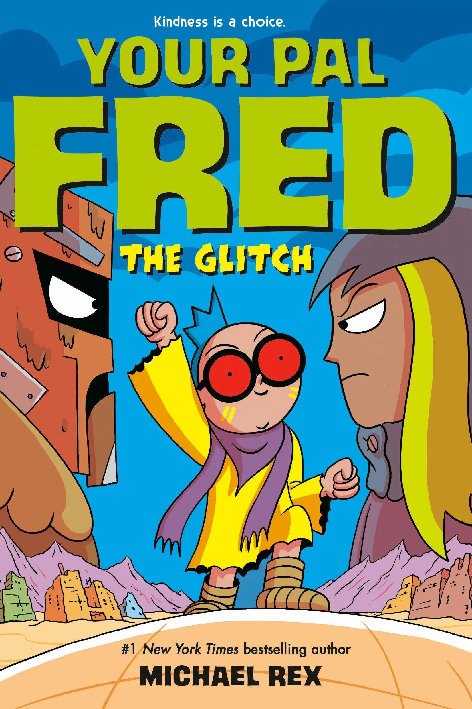 Book cover for Your Pal Fred The Glitch graphic novel featuring tomorrow sphere imagery