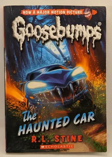 Image of The Haunted Car classic Goosebumps book by R L Stine on store shelf pulls