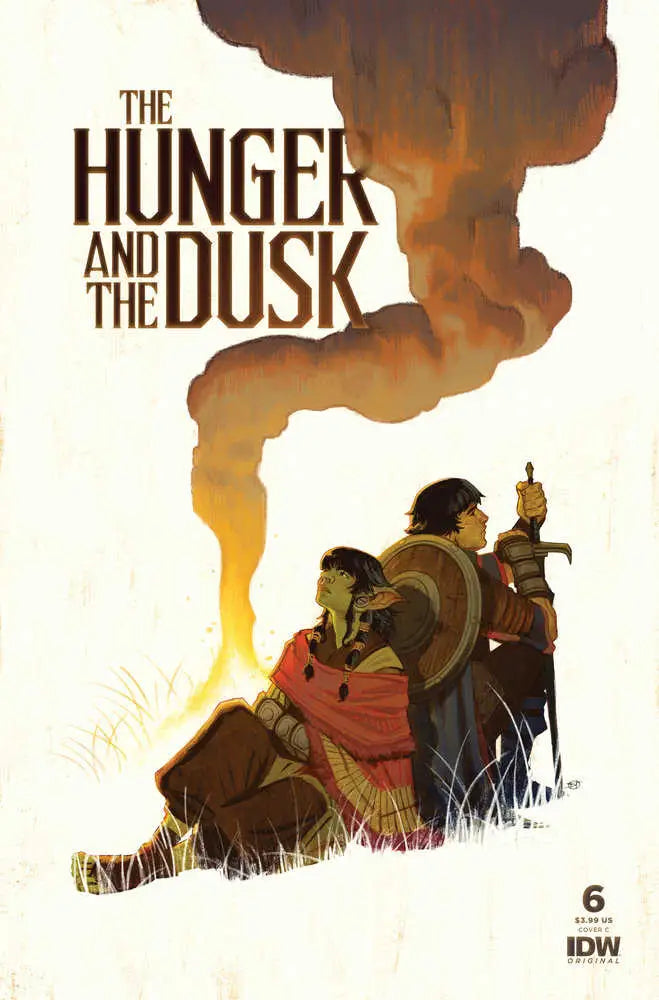 Comic book cover for The Hunger and the Dusk #6 Variant C with adventurers in orange smoke