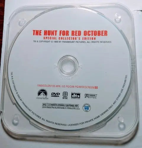 The Hunt for Red October Widescreen Collection DVD Disc Only displayed product image