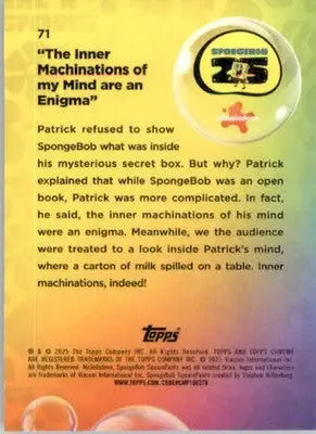 The Inner Machinations...’ - 2025 Topps Chrome SpongeBob SquarePants - #71 - Non-Sports Card Single