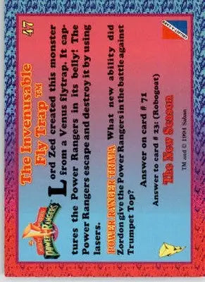 The Invenusable Fly Trap 1995 Collect-A-Card Power Rangers New Season Hobby #47 - Non-Sports Card Single