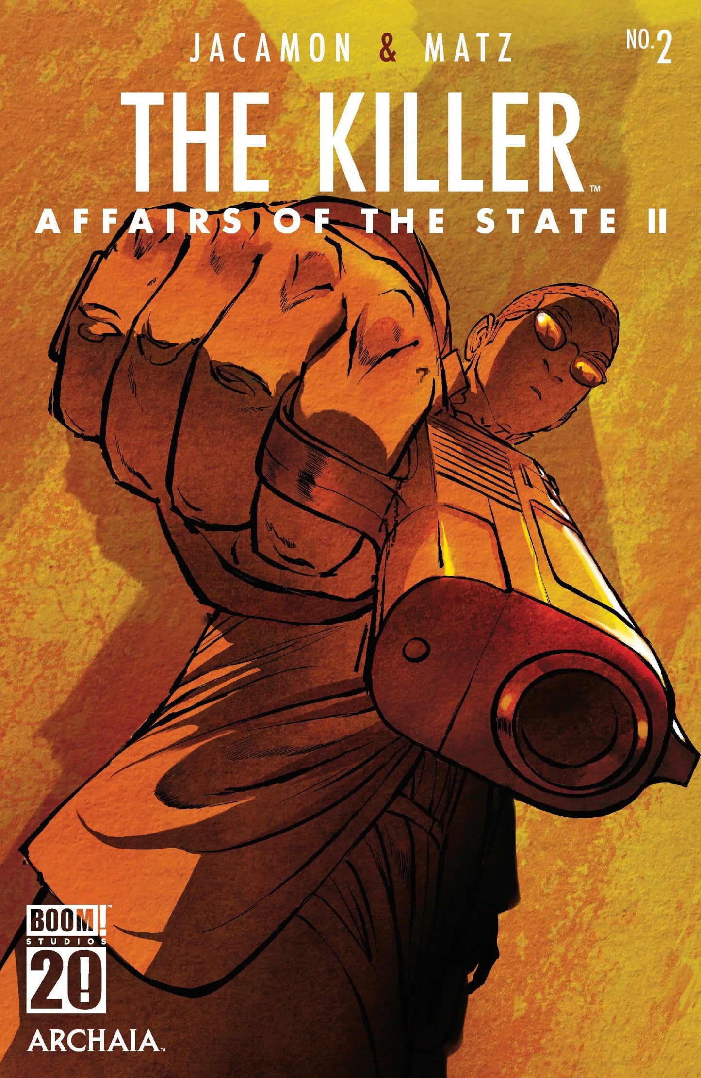 Comic book cover of The Killer Affairs Of The State II #2 Main Dressed Jacamon featuring a figure pointing a gun