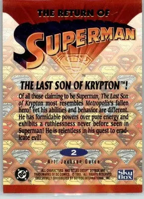 The Last Son of Krypton! - 1993 SkyBox The Return of Superman - #2 - Non_sport - Non-Sports Card Single