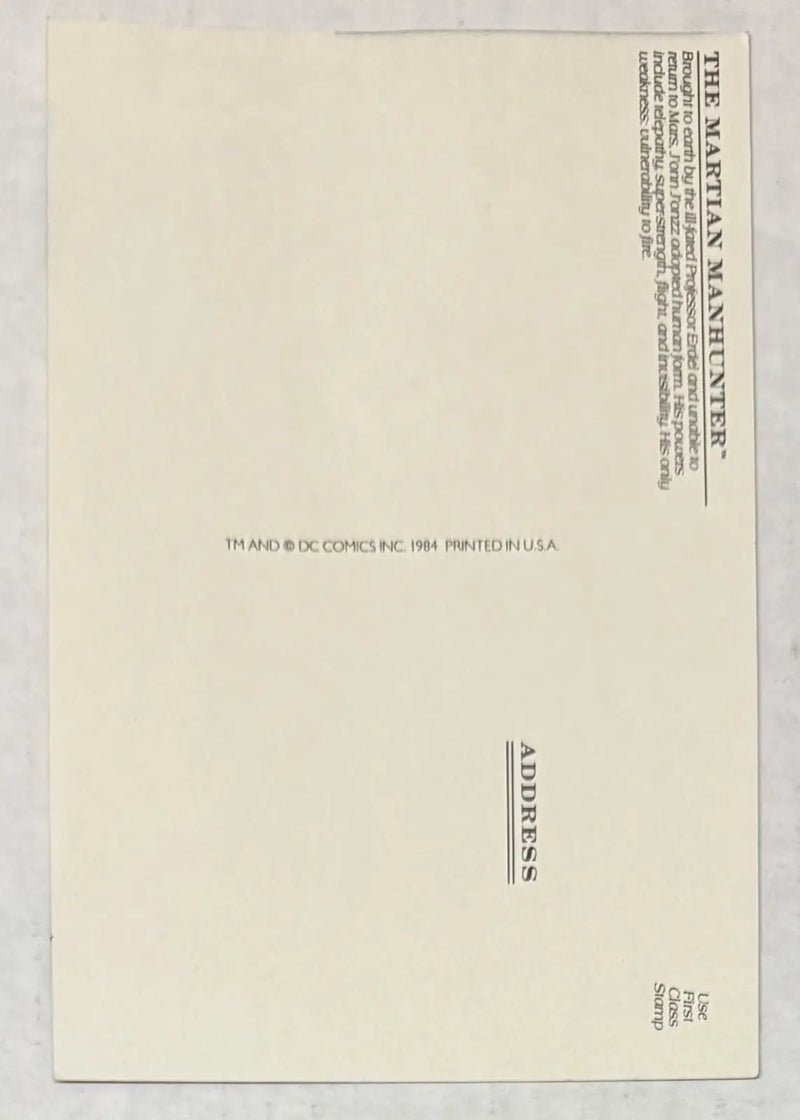 The Martian Manhunter Postcard Unposted 1984 DC Comics - Non-Sports Card Single