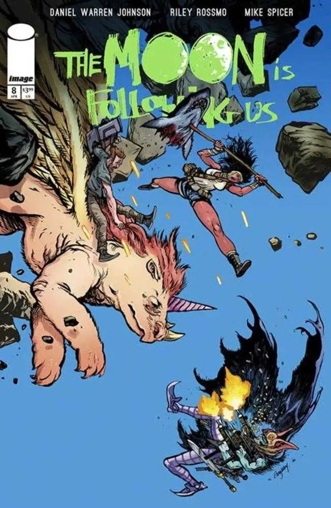 Comic book cover featuring The Moon Is Following Us #8 Daniel Warren Johnson Variant