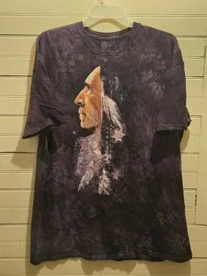 The Mountain T-Shirt Mens 3XL Purple Tie Dye Graphic Dreamcatcher Feather Tee - Apparel
