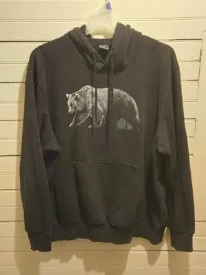 The North Face Hoodie Mens XXL Black Bear Graphic Pullover Pocket 2 Small Holes - Apparel