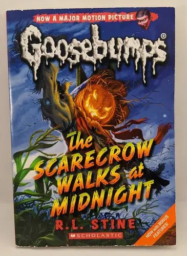 Horror novel The Scarecrow Walks at Midnight Classic Goosebumps on store shelf pulls