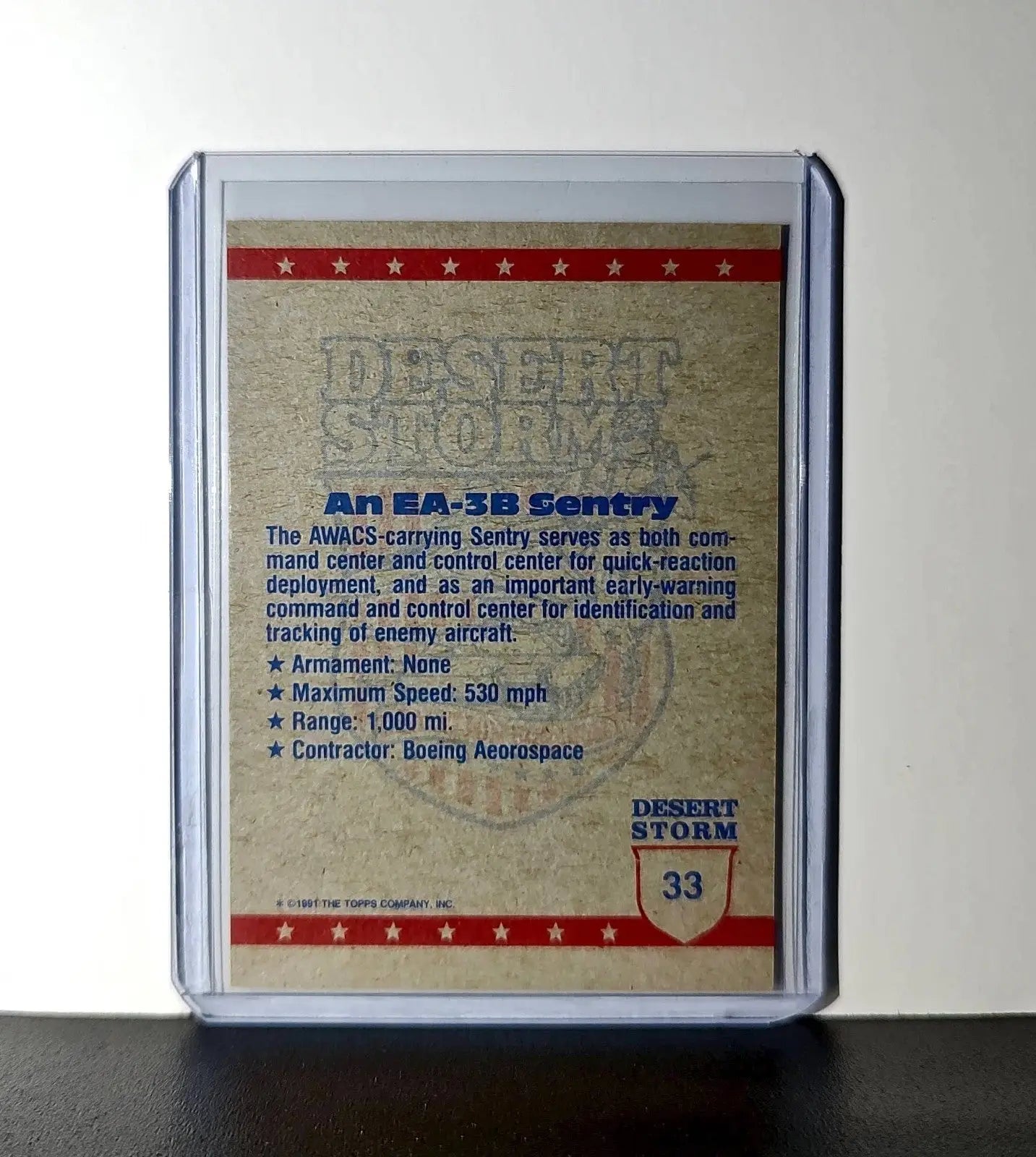 The Sentry – An E-3A AWACS 1991 Topps Desert Storm #33 Card - Non-Sports Card Single