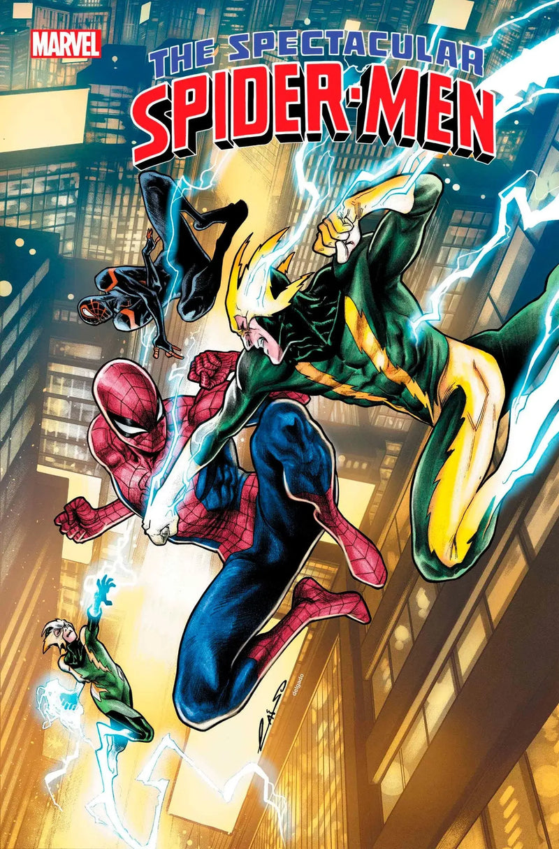 Comic book cover of The Spectacular Spider-Men #10 featuring Spider-Man in action against a villain