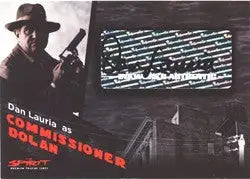 Movie poster with silhouetted figure and text for Dan Lauria as Commissioner Dolan autograph card