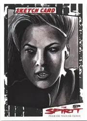 Black and white sketch portrait of a woman for Sean Pence Trading Card SK12