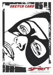 Stylized black and white sketch of glasses on The Spirit Movie SK5 Kevin Graham Sketch Card