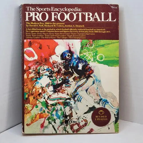 Vintage sports encyclopedia pro football book with abstract artwork by David Neft