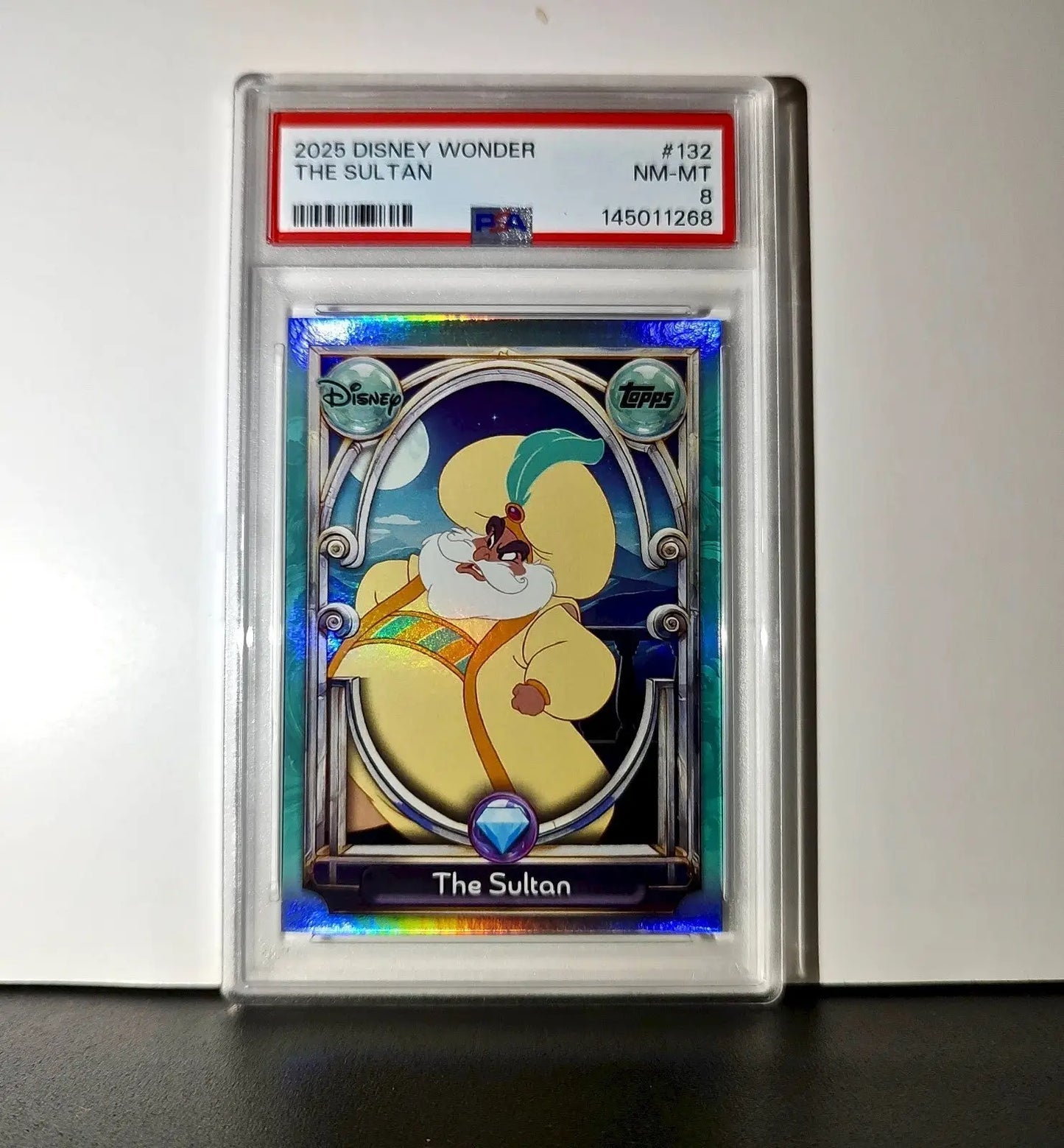The Sultan 2025 Topps Disney Wonder #132 Diamond Card Alladin PSA 8 - Non-Sports Card Single