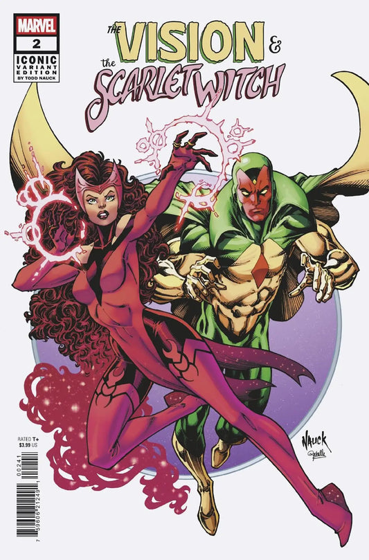 Comic book cover of The Vision & The Scarlet Witch #2 Todd Nauck Iconic Variant featuring Scarlet Witch