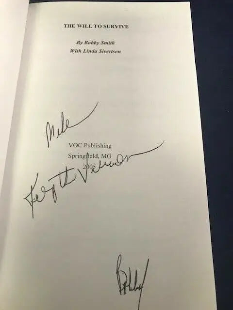 Signed book page from The Will to Survive Mental Guide for Law Enforcement Bobby Smith Auto SC