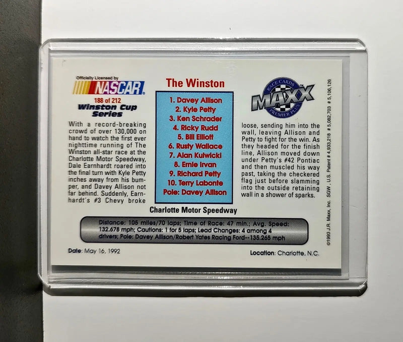 The Winston YR 1993 Maxx Premier Plus Racing #188 NASCAR Robert Yates Racing - Racing Card Single
