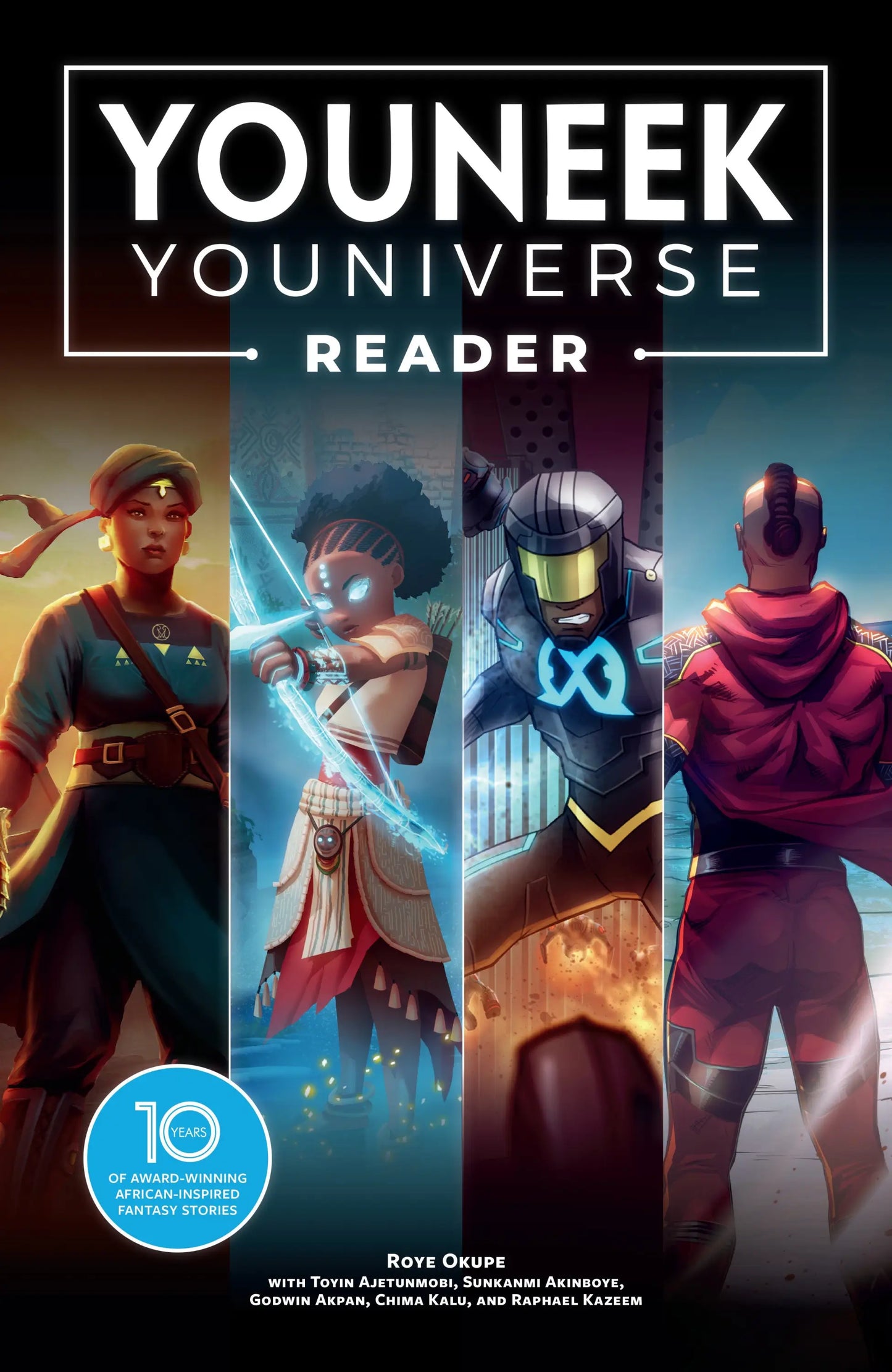 Comic book cover featuring four diverse characters from The You Neek Youniverse fantasy stories